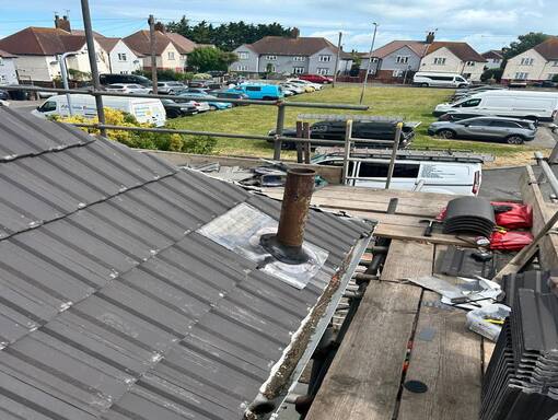 Wymondham Roofing Services 18 This is a photo of a roof installation being carried out in Wymondham. Installation carried out by Wymondham Roofing Services